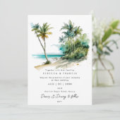 palmiers tropicaux invitation de mariage sur la pl (Debout devant)
