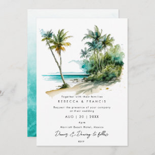 palmiers tropicaux invitation de mariage sur la pl