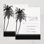 Palmiers tropicaux noirs et blancs Invitation RSVP (Devant / Derrière)