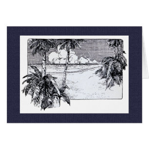 Palmiers tropicaux Plage Art Vintage