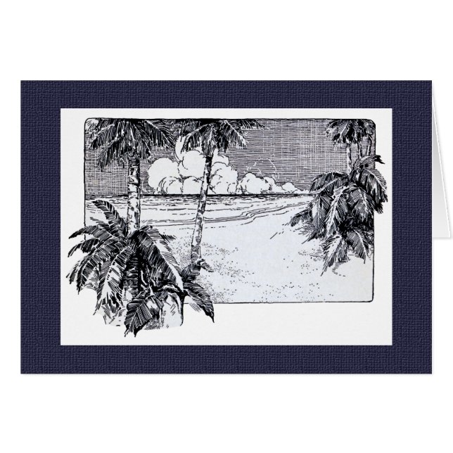 Palmiers tropicaux Plage Art Vintage (Devant Horizontal)