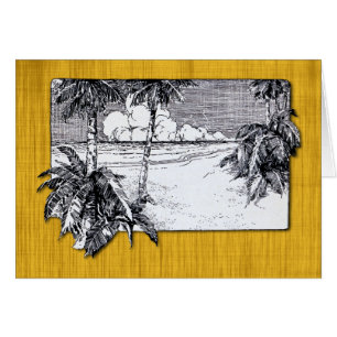 Palmiers tropicaux Plage Art Vintage