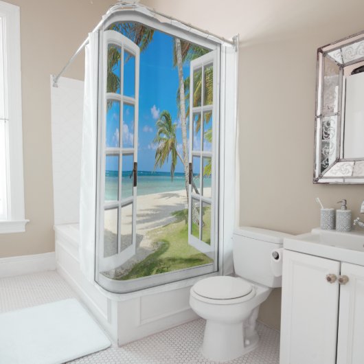 Palmiers tropicaux Rideau de douche de plage d'Oce (En situation)