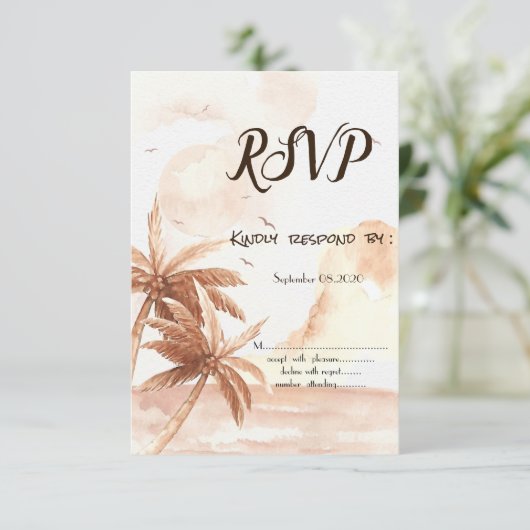 Palmiers tropicaux rustiques Invitation RSVP (Debout devant)