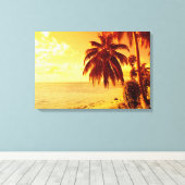Palmiers tropicaux sur une plage en toile couché d (Insitu (Plancher de Bois))
