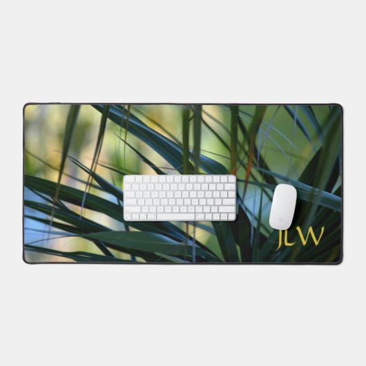 Palmiers tropicaux Vert Jaune Bleu Naturel Abstact (Clavier et souris)