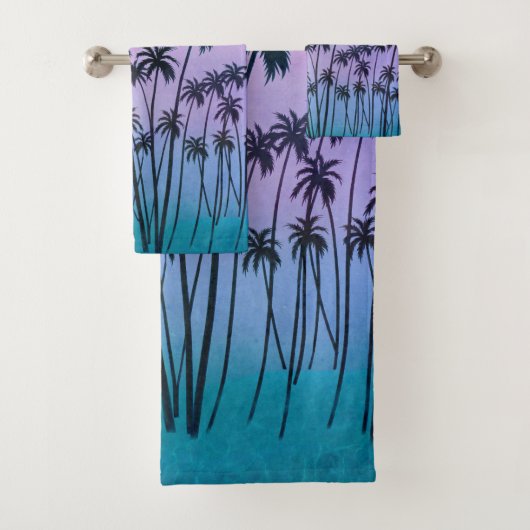 Palmiers turquoise-violet avec ou sans initiale (En situation)