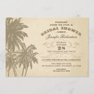 palmiers vintages invitations de douche nuptiale