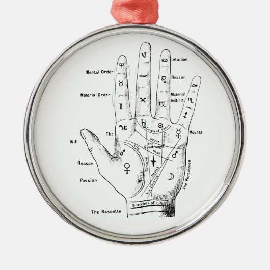  Palmistry fortuin Telling Metalen Ornament (Voorkant)