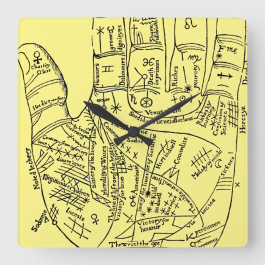 Palmistry Vierkante Klok (Voorkant)