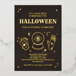 Palmistry Witchy Halloween Party Invitation Folie Uitnodiging