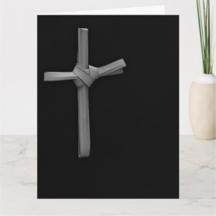 Palmkruis op zwart Elegant Minimalistische Pasen K Kaart