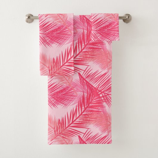 Palmleder, afdrukken, koraal, perzikroze en paasro bad handdoek (Insitu)