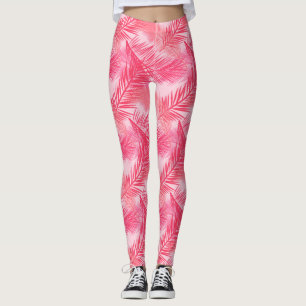 Palmleder, afdrukken, koraal, perzikroze en paasro leggings