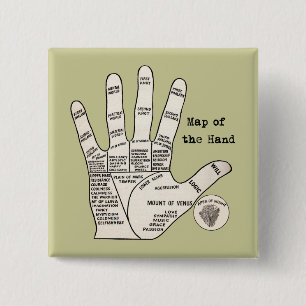  palmlezing palmistry fortuin vierkante button 5,1 cm