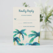 Palmparadijs | Tropical Beach Wedding RSVP-kaart RSVP Kaartje (Staand voorkant)
