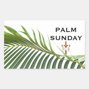 Palmpasen Kruis met Groene Palm Tak Rechthoekige Sticker