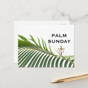 Palmpasen kruis met groene palmtak briefkaart