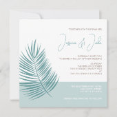 Palms Aqua ·  Kustmoderne bruiloft Kaart (Voorkant)