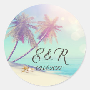 Palms Beach Schelpen Ronde Sticker