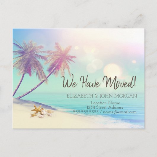 Palms Beach Seashell Moving Aankondigingskaart (Voorkant)