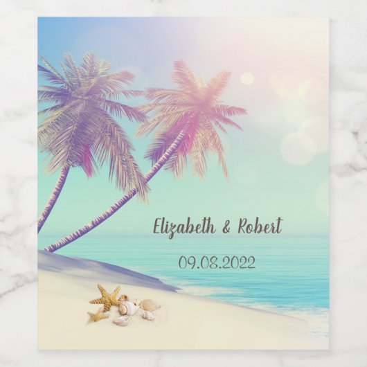 Palms Beach Seashells Wijn Etiket (Enkel label)