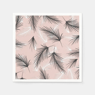 Palms Black White Earthy Tone Pink Servet