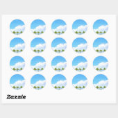 Palms Blue Sky en Clouds Blank Sjabloon Ronde Sticker (Vel)