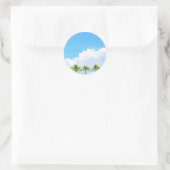 Palms Blue Sky en Clouds Blank Sjabloon Ronde Sticker (Tas)