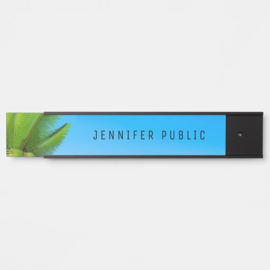 Palms Blue Sky Modern Natuur Sjabloon Deurbordje (Voorkant)