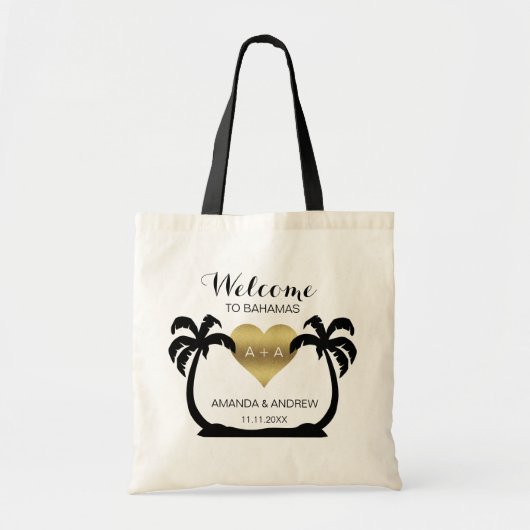 Palms Gold Heart Welcome Wedding Gift Canvas tas (Voorkant)