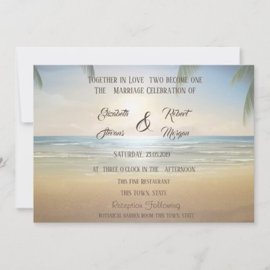 Palms Sunset Beach Invitation (Devant)