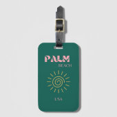 Palmstrand, reiskunst bagagelabel (Voorkant (verticaal))