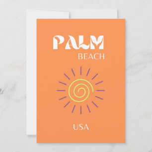 Palmstrand, reiskunst, preppy, Oranje Bedankkaart