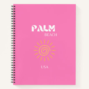 Palmstrand, reiskunst, preppy, roze notitieboek