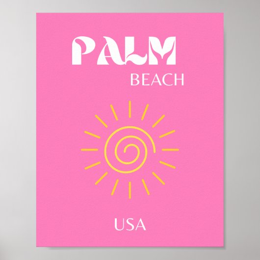 Palmstrand, reiskunst, preppy, roze poster (Voorkant)