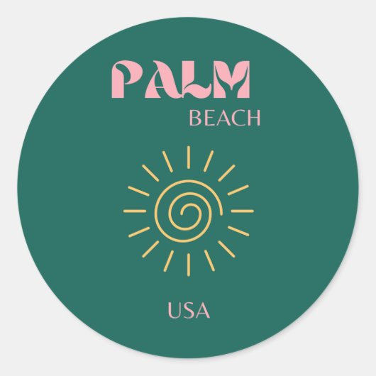 Palmstrand, reiskunst ronde sticker (Voorkant)