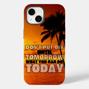 Palmstrandzonsondergang   motivatie zin Case-Mate iPhone 14 hoesje