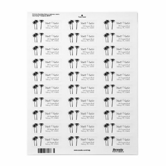 Palmstructuur Tropical Return Address Label (Full Sheet)