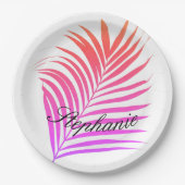 Palmstructuurnaam Tropische roze multicolorpatrone Papieren Bordje (Voorkant)