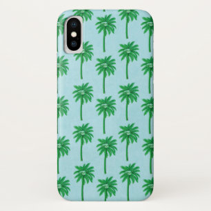 Palmstructuurpatroon op blauw iPhone x hoesje