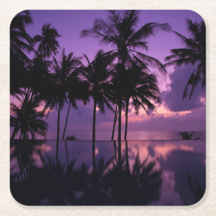 Palmstructuurreflectie Vierkante Kartonnen Onderzetter