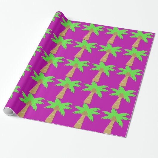 Palmstructuurroze omvulpapier cadeaupapier (Uitgerold)