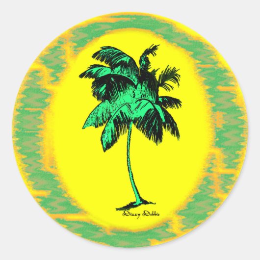 Palmstructuurstickers Ronde Sticker (Voorkant)