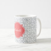 Paloma Damask Monogramme Mug (Devant droit)