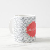 Paloma Damask Monogramme Mug (Devant gauche)