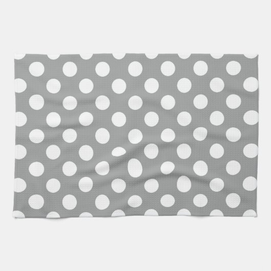 Paloma Gray en White Polka Dot Kitchen Towel Theedoek (Horizontaal)