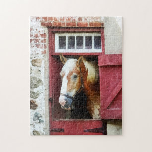 Palomino bij de schuurdeur legpuzzel