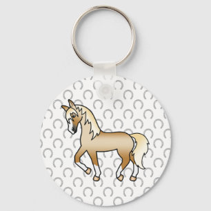 Palomino Drafpaard Mooie Cartoon Illustratie Sleutelhanger