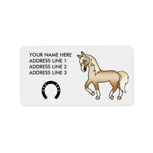 Palomino Dravende Cartoon Paard Etiket